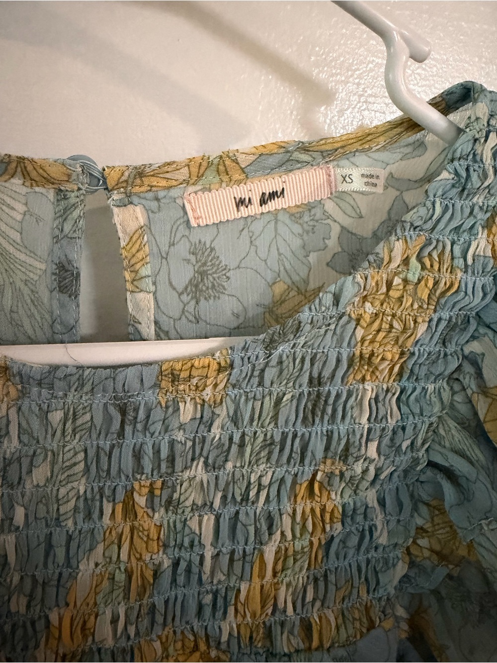 Mi Ami by Francesca Light Blue & Yellow Floral Smocked Blouse - Picture 2 of 2